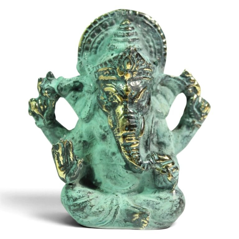 brass-ganesha-figurine-verdigris-front-view