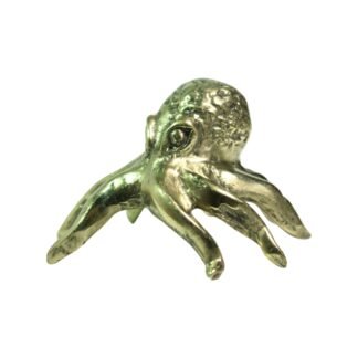 Small gold-tone brass octopus figurine, three-quarter angle view