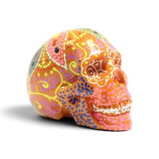 Opposite side angle view of the skull showing eye socket detailing and painted jaw