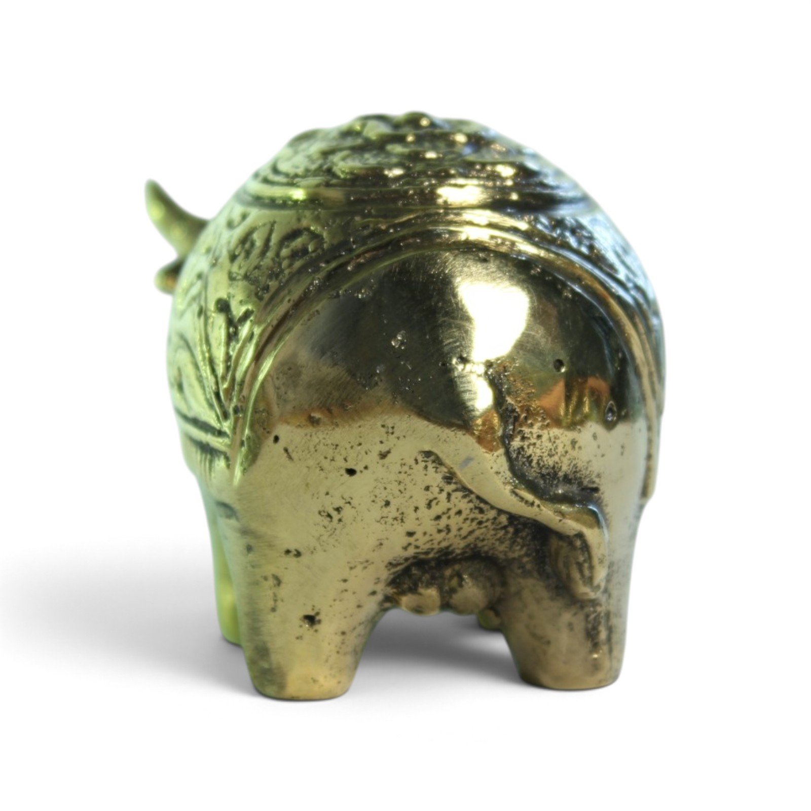 Handvara brass bull figurine showing horns and face detail
